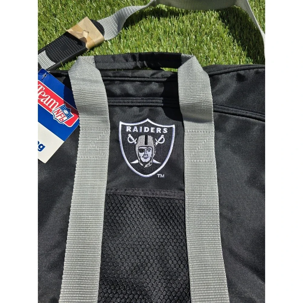 Vintage 1990s Mead NFL Raiders Messenger Carry-on Gym Laptop Book Bag NWT